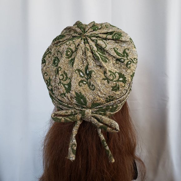 Vintage Hatters Union Metallic gold and green with flecks of metallic silver hat - Picture 2 of 12